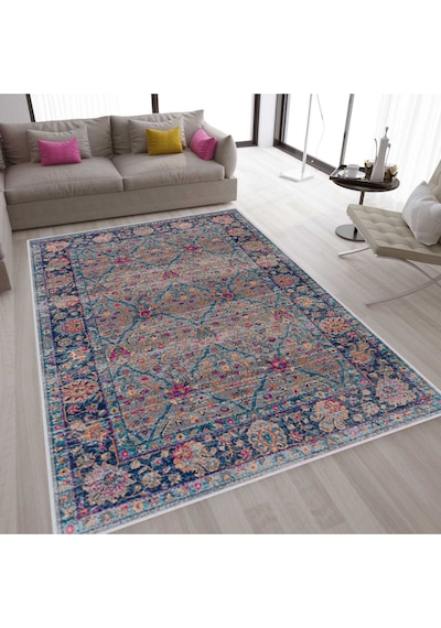 Rovigo Home Dijital Baskı Yıkanabilir Kaymaz Taban Salon Halısı RVG1579-HT758 Çok Renkli