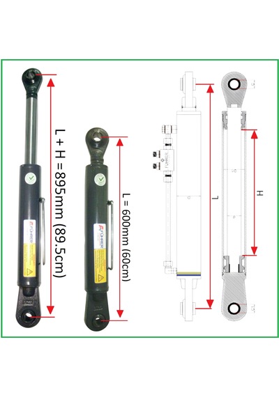 3 Ton - 60cm Traktör Ortakol, Hıdrolik Silider, 3 Ton - 60cm Toplift Hydraulic Cylinder