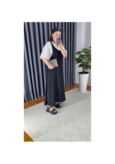 Unika Boutique Tişört Kombinli Elbise Siyah