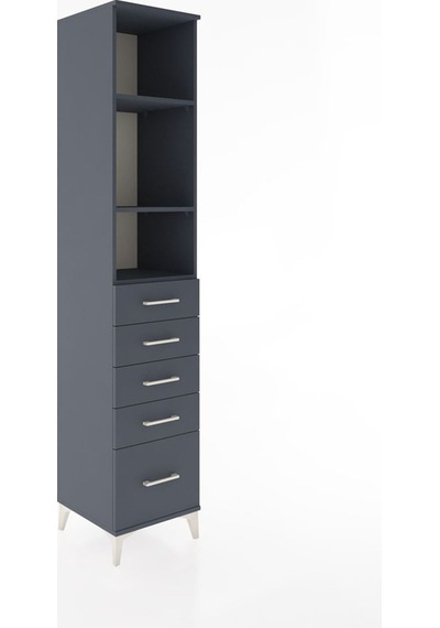 Hyperion Dolap 3 Raflı 5 Çekmeceli 44x44x221 Antrasit-antrasit Antrasit