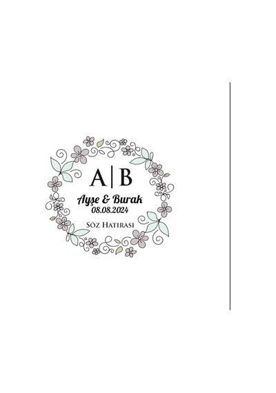 Şekilli Dalgalı Dikdörtgen Mühür Kına Nişan Düğün 3x3 Cm Özel Etiket / 50 Adet Sticker Beyaz