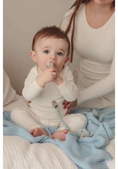 Kız Ve Erkek Bebek Için Triko Örgü Bebek Battaniyesi 90cm X110cm Basics Bebe Mavi Mavi2 Mavi2
