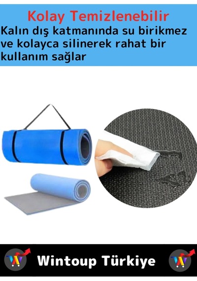 Özel Çift Taraflı Kaymaz Silinebilir Yoga Meditasyon Fitness Kamp Minderi 10 Mm Askılı Mat 2'li Set Çok Renkli