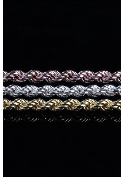 Omar Silver Unisex Halat Gümüş Zincir 8 Mm Elmas Kesim Rose Gümüş
