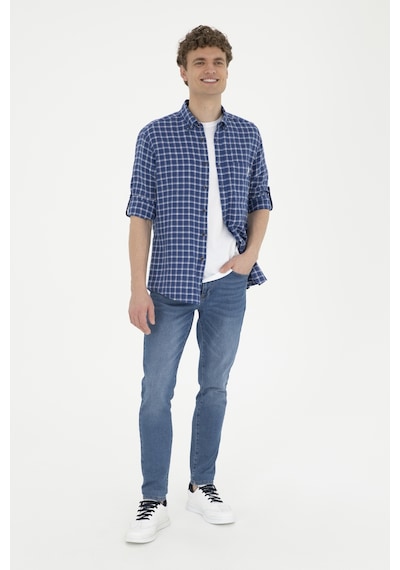 U.S. Polo Assn. Erkek Kareli Lacivert Gömlek 50283820-VR033