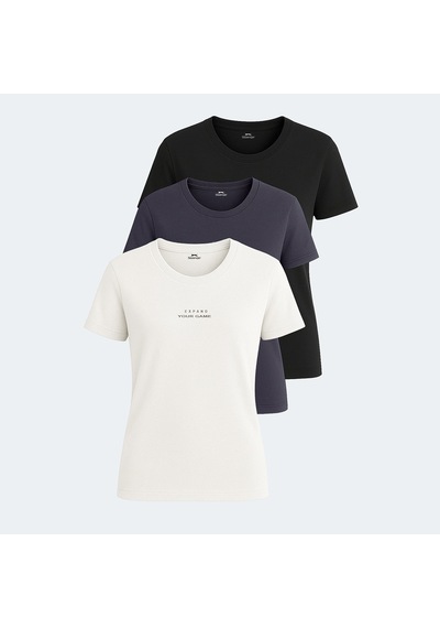 Slazenger PAYTONS 3 lü Set Kadın  Ekru - Siyah - Koyu Gri Tişört