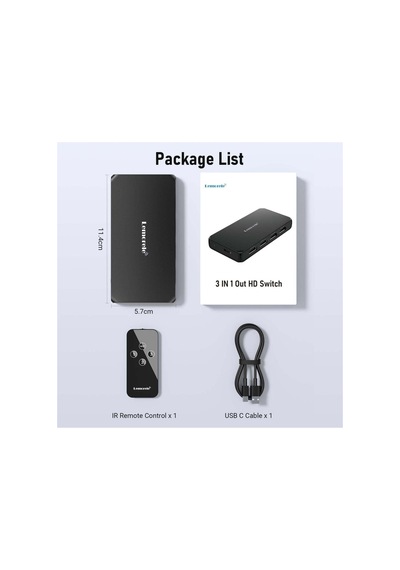G99, 3 Portlu Hdmı Switch 4k Görüntü Çoklayıcı Aktarıcı - 3 İn 1 Uzaktan Kumandalı 3 Giriş 1 Çıkış