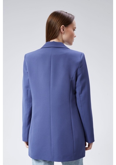 İndigo Oversize Dokuma Blazer Ceket Siyah