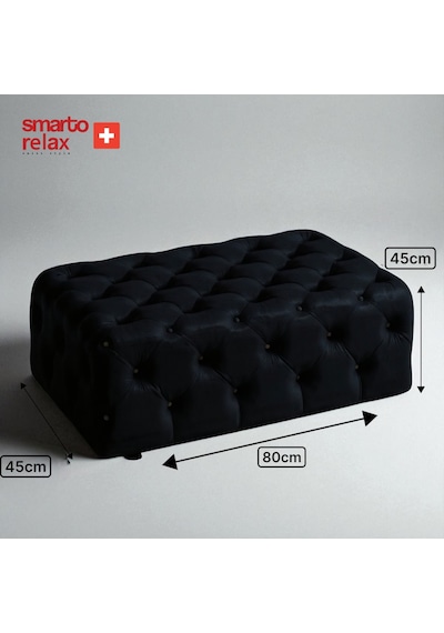 Smarto Relax Puf Swiss Style Guarda Ayaksız Kapitoneli Dekoratif 80x45x45 Cm Ayaksız Kapitoneli Dekoratif Puf Siyah