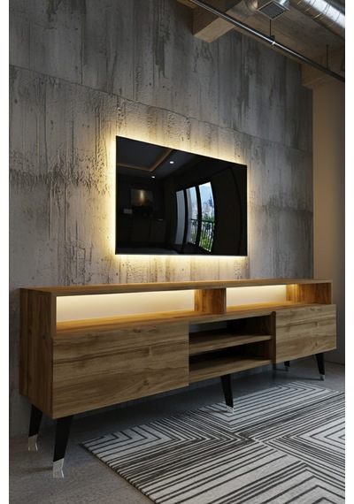 Resital Ledli Tv Sehpası - Led Işıklı - Ceviz - W9030-2