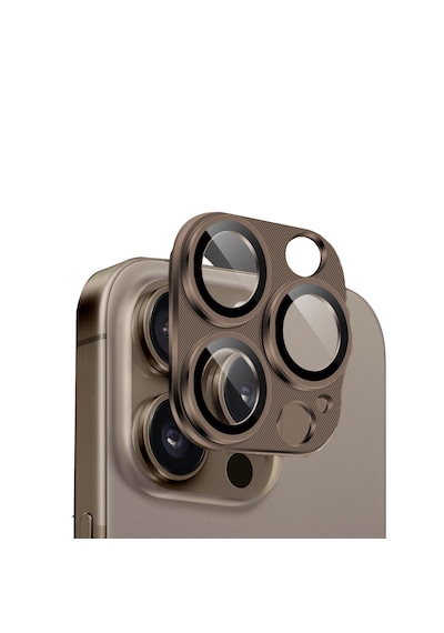 Apple Uyumlu iPhone 16 Pro/16 Pro Max Lens Koruyucu Halka Set-al3130 Kahve