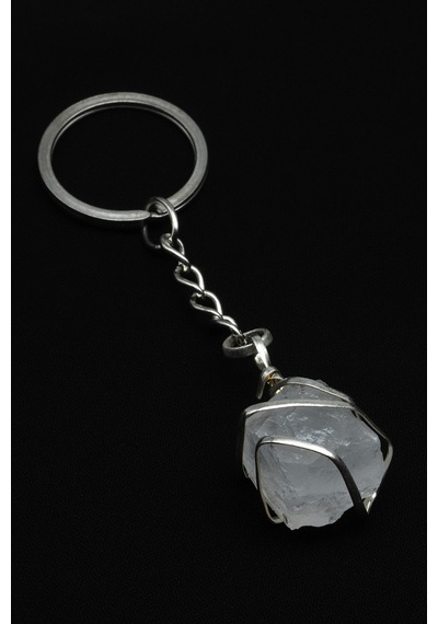 Kristal Kuvars Doğal Taş Anahtarlık - Anh-0154