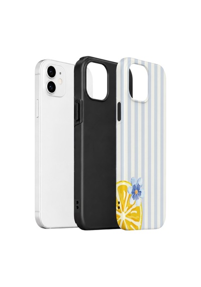 Apple iPhone Uyumlu 11 Vorian Çift Katmanlı Kılıf Blue Lemon Blossom