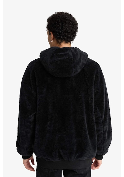 Defacto Su İtici Oversize Fit Geniş Kalıp Kapüşonlu Çift Taraflı Fermuarlı Cepli Mont F5721ax25wnbk27 Siyah-bk27