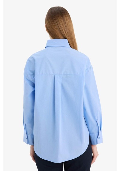 Defacto Poplin Gömlek Tunik G8431ax26spbe303 Mavi-be303