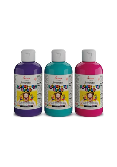Turkuaz-fuşya-mor Parmak Boyası 3'lü Set 3x250gr Yıkanabilir, Toksik İçermez, Çocuk Okul Kreş İçin