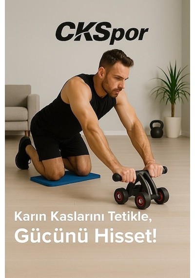 4 Tekerlekli Mekik Aleti Karın Kası Çalıştırma & Evde Spor Ekipmanı