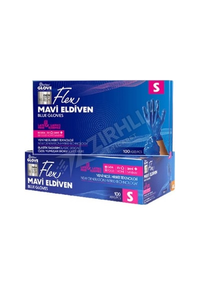 4 Adet Flex Pudrasız Eldiven S Boy 100'lü Mavi