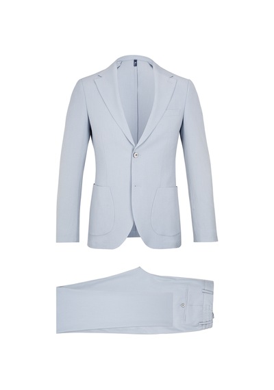 Hatemoğlu Mavi Slim Fit Mono Yaka Casual Takım Elbise