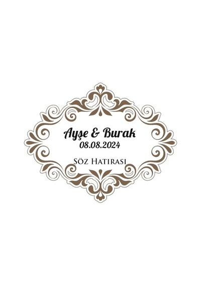 Çift Kenarlı Kare Mühür Kına Nişan Düğün 3x3 Cm Özel Etiket / 50 Adet Sticker Beyaz