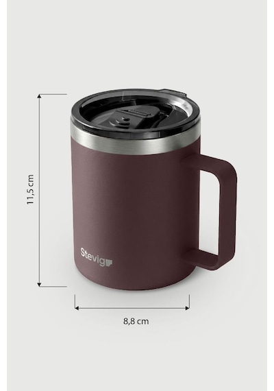 Stevig 1 Cap Daily Mug Kupa Çelik Termos 350 Ml Dark Plum St-266 Bordo