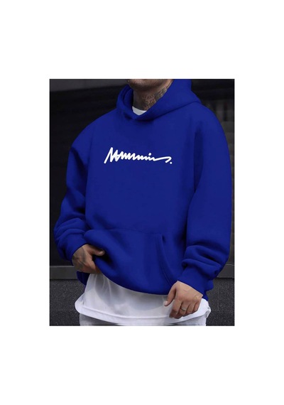 Medinenur Erkek El Yazılı Baskılı Kapüşonlu Sweatshirt Saks