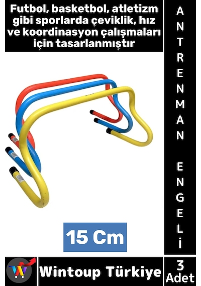 Antrenmanmalzemesi Futbol Basketbol Atletizm Fitness Hız Çeviklik Antrenman Engeli 15 Cm X 3 Adet Çok Renkli