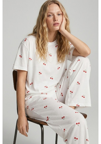 Siyah İnci İnce Soft Örme Mevsimlik Pijama Takımı 8003 Kiraz