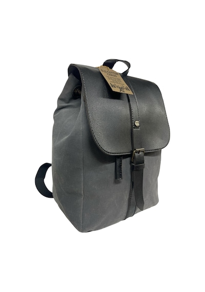 Old Cotton Cargo Vintage Kanvas Tek Bölmeli Büzgülü Kapaklı Disayn Gezi Kamp Okul Günlük Sırt Çantası 24x35cm Gri