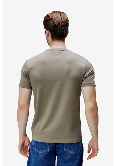 Ucla Canary Haki Bisiklet Yaka Gofre Baskılı Modal Kumaş Standard Fit Erkek Tshirt Haki