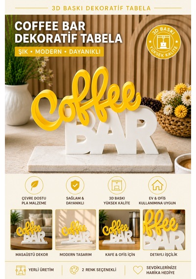 Coffee Bar Dekoratif Masaüstü Tabela 3d Baskı Modern Kafe Ve Mutfak Dekoru 05073139