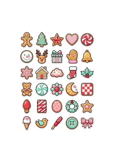 30 Adet Sevimli Tatlı Kurabiye Sticker Seti - Laptop Defter Telefon İçin Çok Renkli