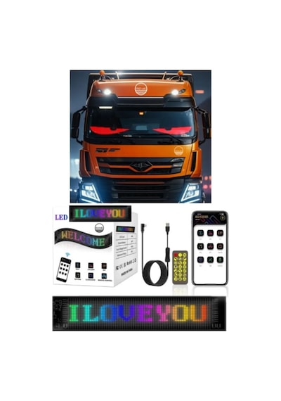 Ahmet Otomotiv Led Matrıx Panel Cama Yapışan Telefon Kontollü Uzaktan Kumandalı Kayan Yazı 12cm X 60cm