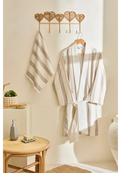 Kaşmir Home Helen Kimono Set Offwhite- Bej
