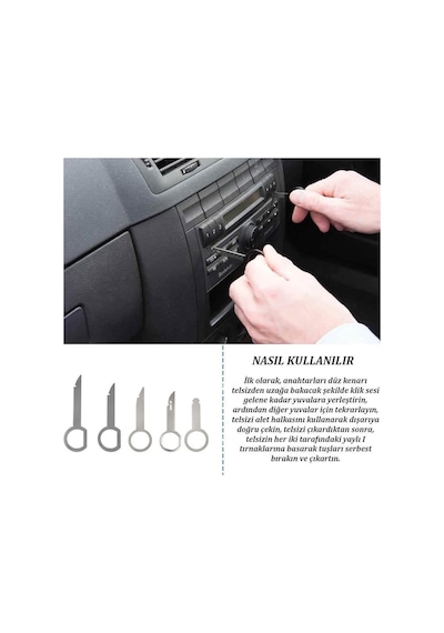 Koodmax Araba Radyo Oto Teyb Cd Çalar Sökme Çıkartma Aparatı Metal - 10 Adet