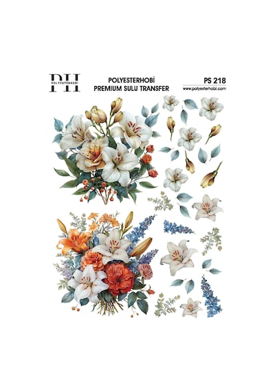Polyesterhobi Premium Sulu Transfer 25x35 Cm Çiçek Desenli Ps 218