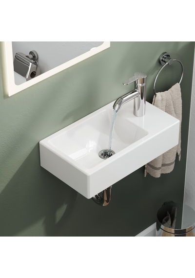 Minizia Lavabo Beyaz 45x26x10 Cm Sağdan Delikli, Taşma Deliksiz