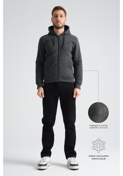 Shooter Sportswear Shooter Erkek Kışlık Eşofman Takımı Luxe Regular Kapüşonlu Antrasit