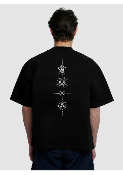 Naruto Sırt Baskı Sembol T-shirt Siyah