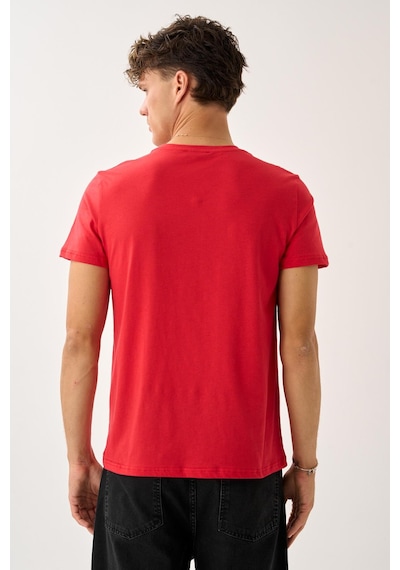 Oversize Bisiklet Yaka Baskılı T-shirt Antrasit