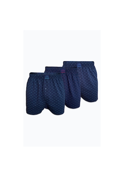 Malabadi Erkek 3 Lü Lacivert Premium Collection Desenli Geniş Kalıp Modal Boxer 3m254 Lacivert