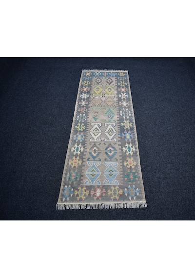 Zehra Abla Halı Vintage El Dokuma Nadir Pastel Sarız Kayseri Yün Yolluk Kilim 7190 Çok Renkli