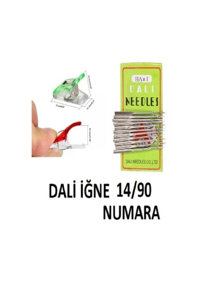 Tr Dikiş Nakış Plastik Klips Tutucu Mandal Renkli 10 Adet - Dali Ev Tipi Makine Iğnesi 14/90 10 Adet Genel