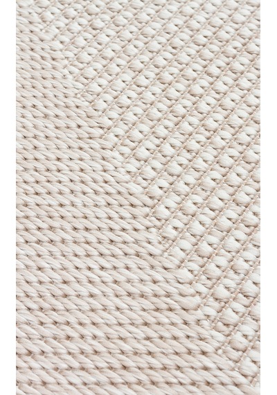 Mona Mn03 Geometrik Desenli Bej Modern Salon Halısı Hav Toz Vermez Kaymaz Tabanlı