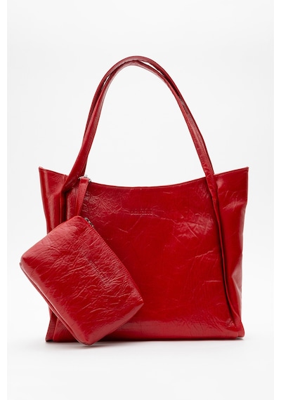 Dericlub Nova Kadın Çift Saplı Shopper Çanta Gerçek Deri Koyu Kırmızı Koyu Kırmızı