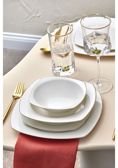 Karaca  Square Bone Mane 24 Parça 6 Kişilik Yemek Takımı Gold