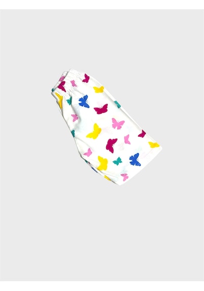 Aliş Kids Kız Çocuk Pamuklu Beyaz Desenli Kolları Fırfırlı Şortlu Yazlık Pijama Takımı
