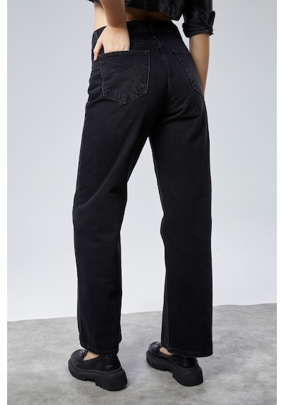 Cedy Denim Cedy Denım Yüksek Kalite Kadın Palazzo Yüksek Bel Cotton Jean Pantolon Siyah
