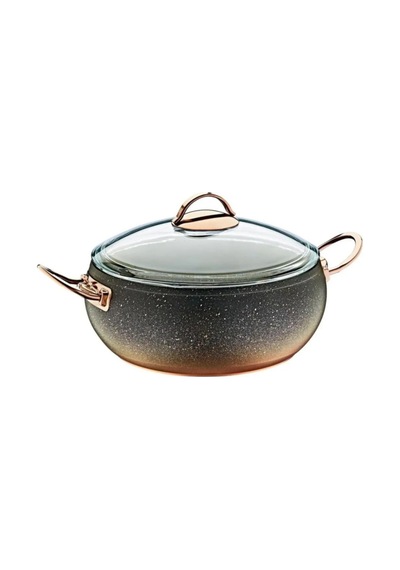 Oms Granit Derin Küre Tencere Cam Kapaklı Bakır 3141bkr - 28x13 Cm Bakır