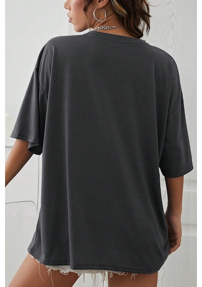 Unisex His Mercies Baskılı Oversize Tshirt Siyah